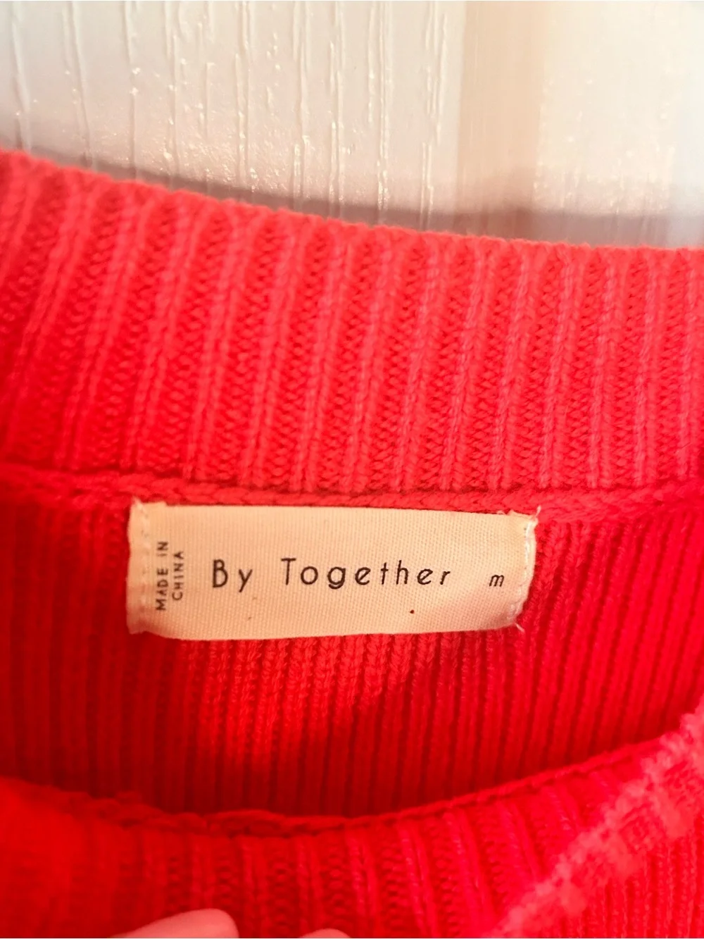By Together Women’s Medium Pink Knit Oversized Ribbed Dolman Sweater
